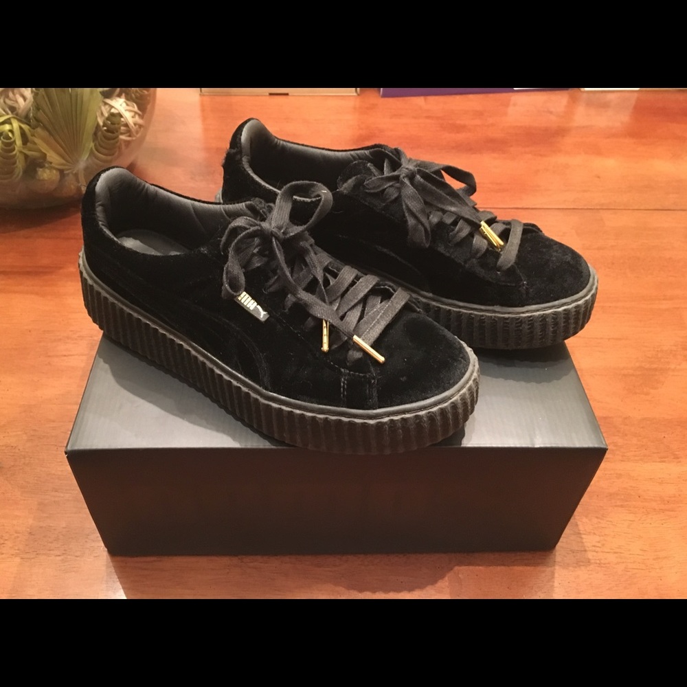 Rihanna Fenty Creeper Black Velvet Sneaker